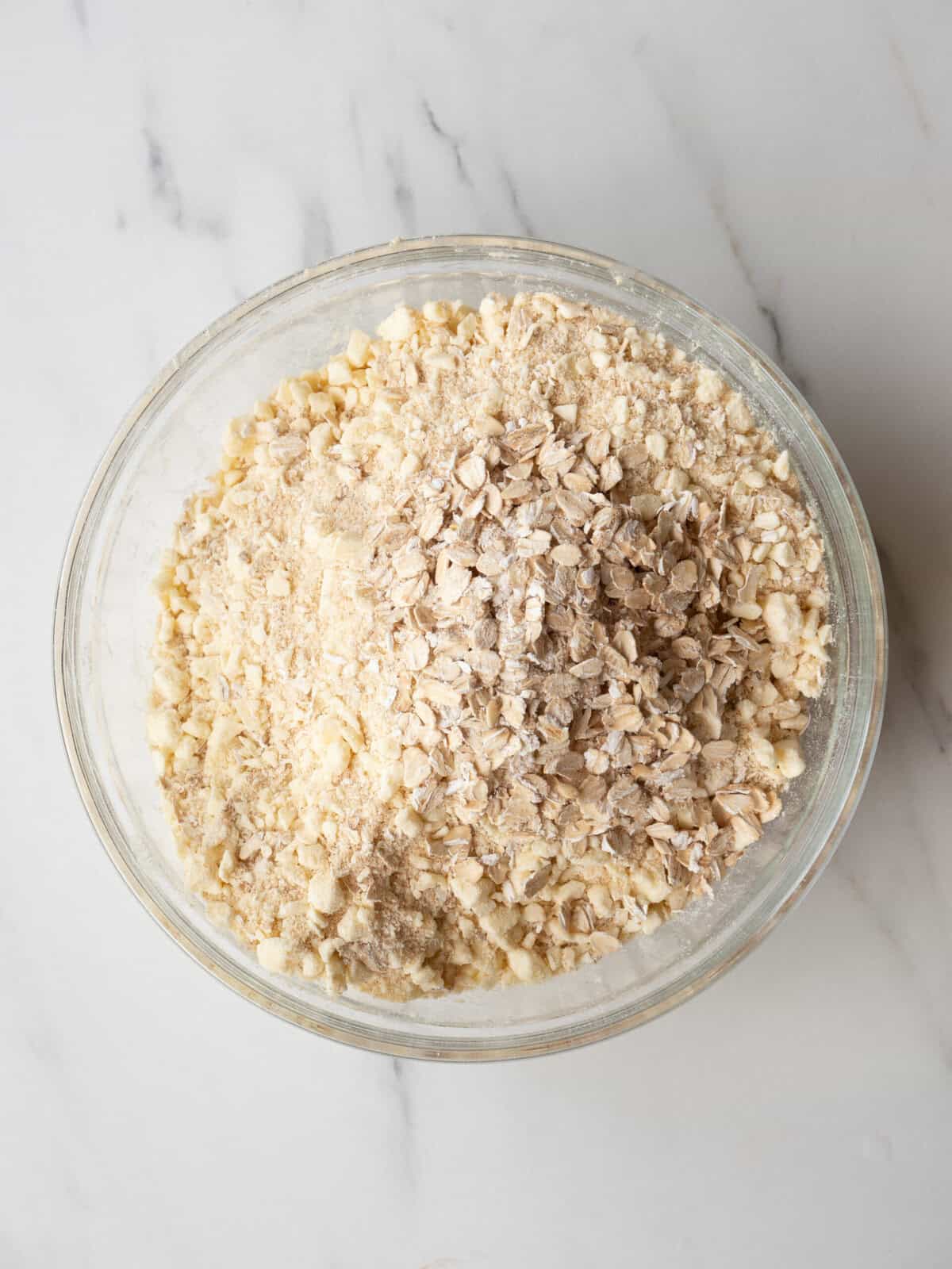 Oats and flour mixture in bowl