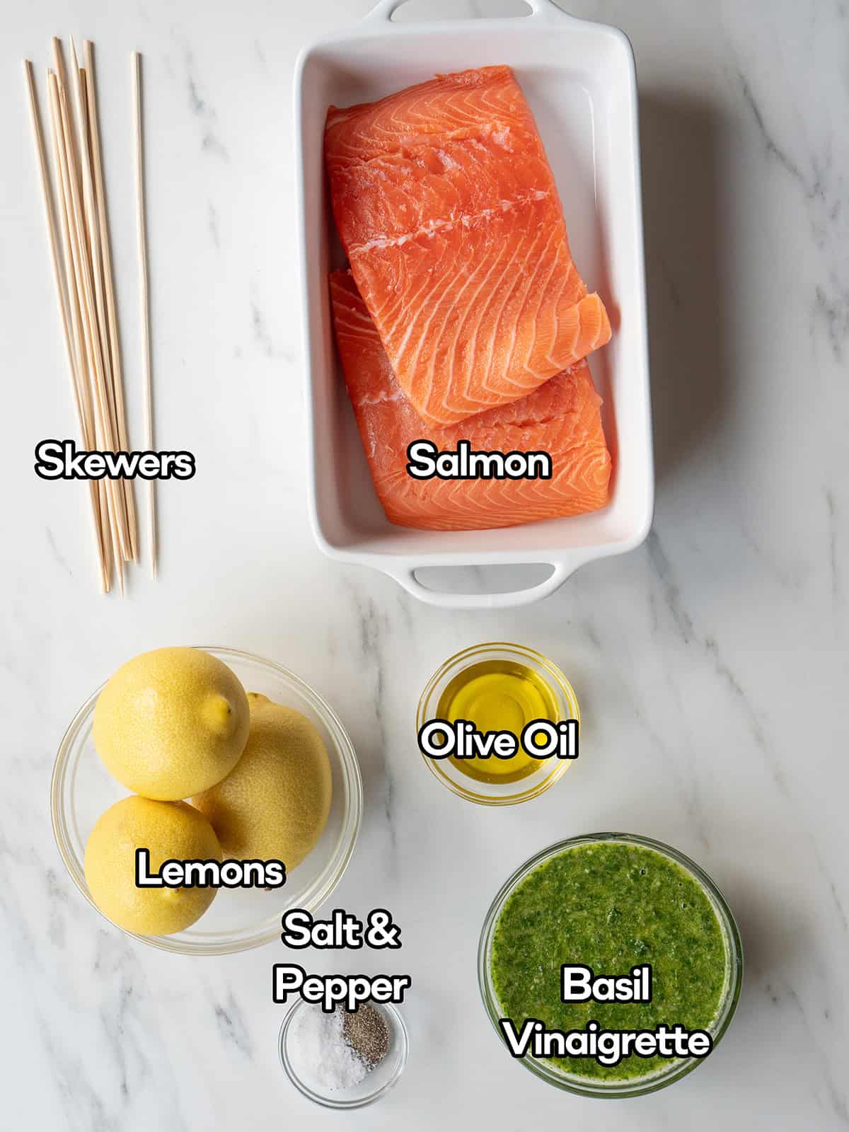 Ingredients for grilled salmon skewers