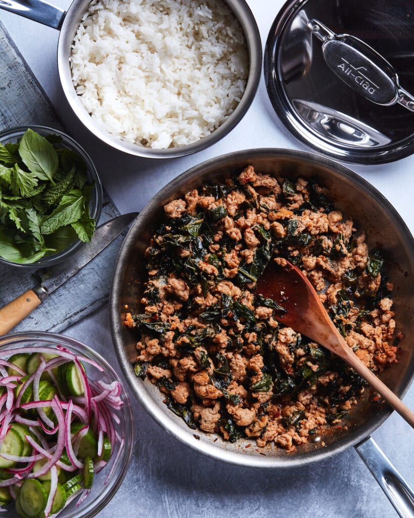Chicken Larb with Coconut Rice from www.whatsgabycooking.com (@whatsgabycookin)
