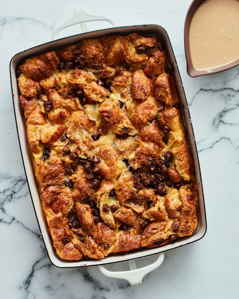 Chocolate Chip Croissant Bread Pudding from www.whatsgabycooking.com (@whatsgabycookin)