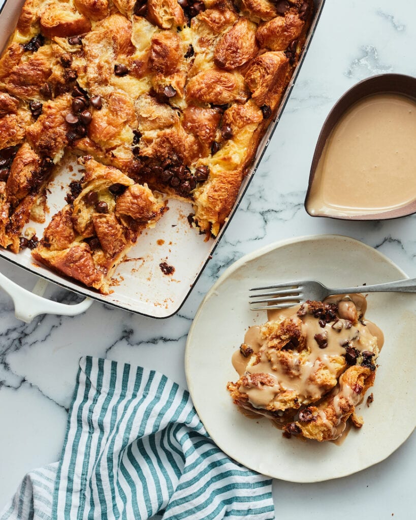 Chocolate Chip Croissant Bread Pudding from www.whatsgabycooking.com (@whatsgabycookin)