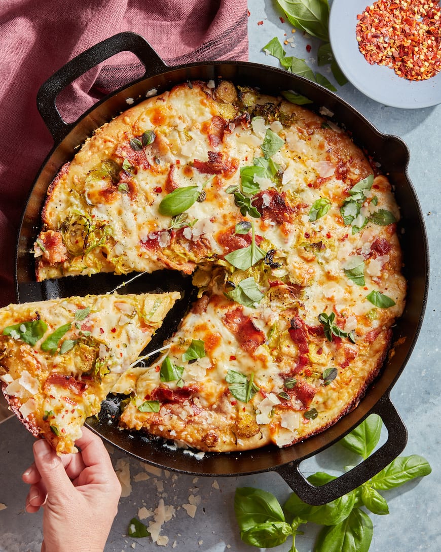 Deep Dish Butternut Squash Pizza with Bacon and Brussels