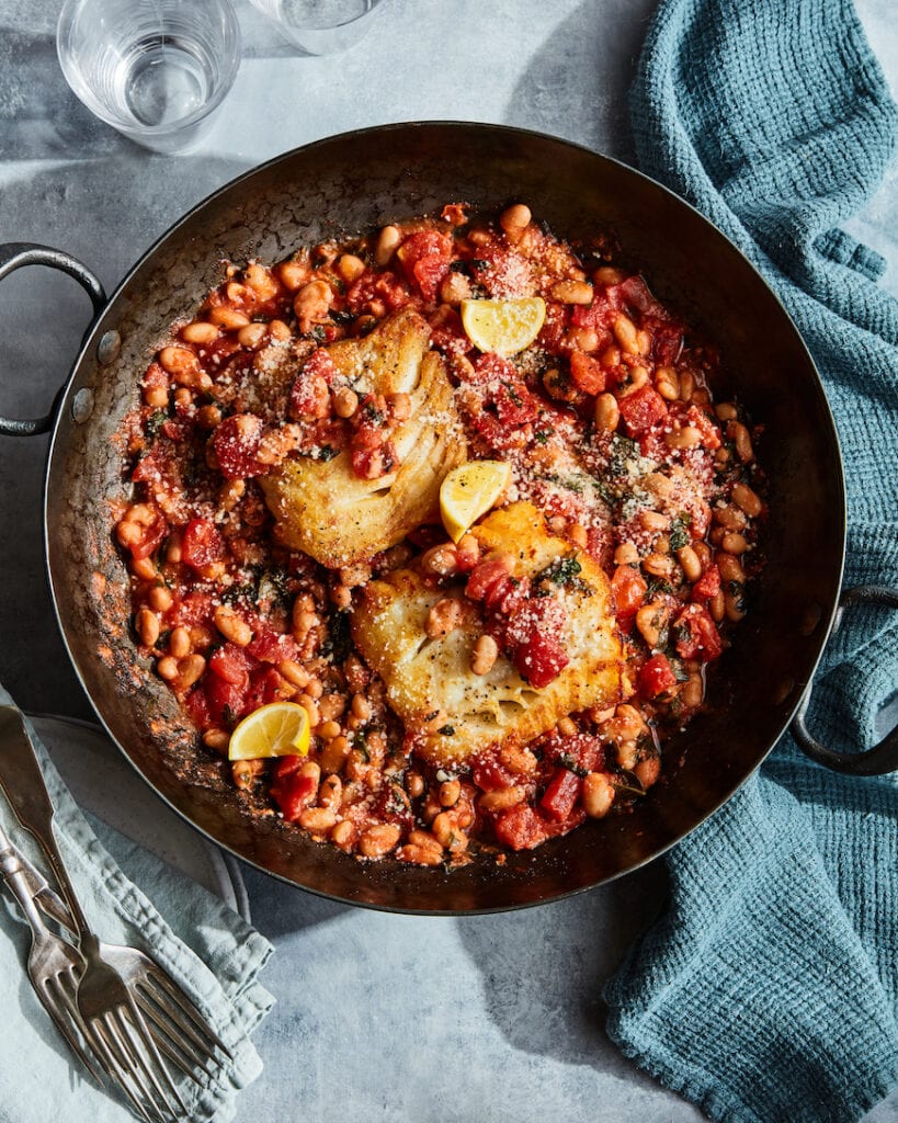 White Fish with Tomato Basil Beans from www.whatsgabycooking.com (@whatsgabycookin)