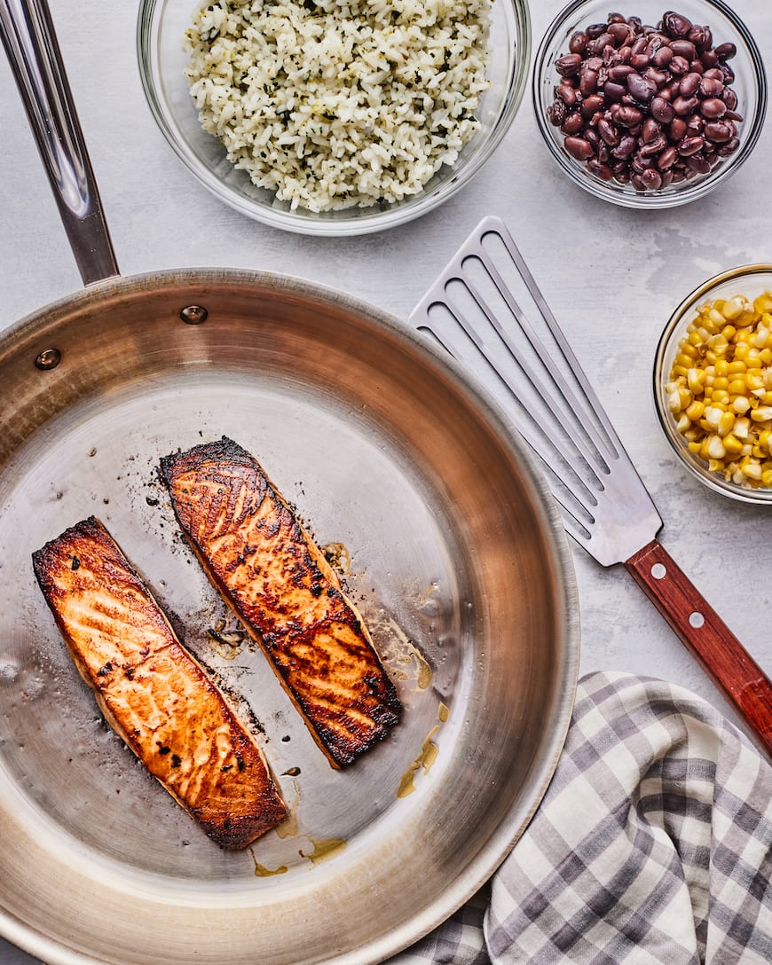 Crispy Salmon Burrito Bowls What's Gaby Cooking