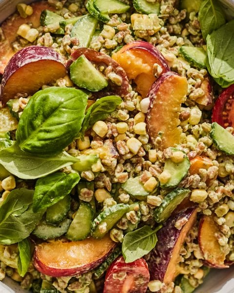 Summer Grain Bowl With Green Goddess Feta Dressing - What's Gaby Cooking