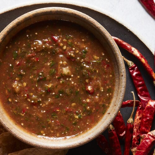 Roasted Arbol Tomatillo Salsa - What's Gaby Cooking