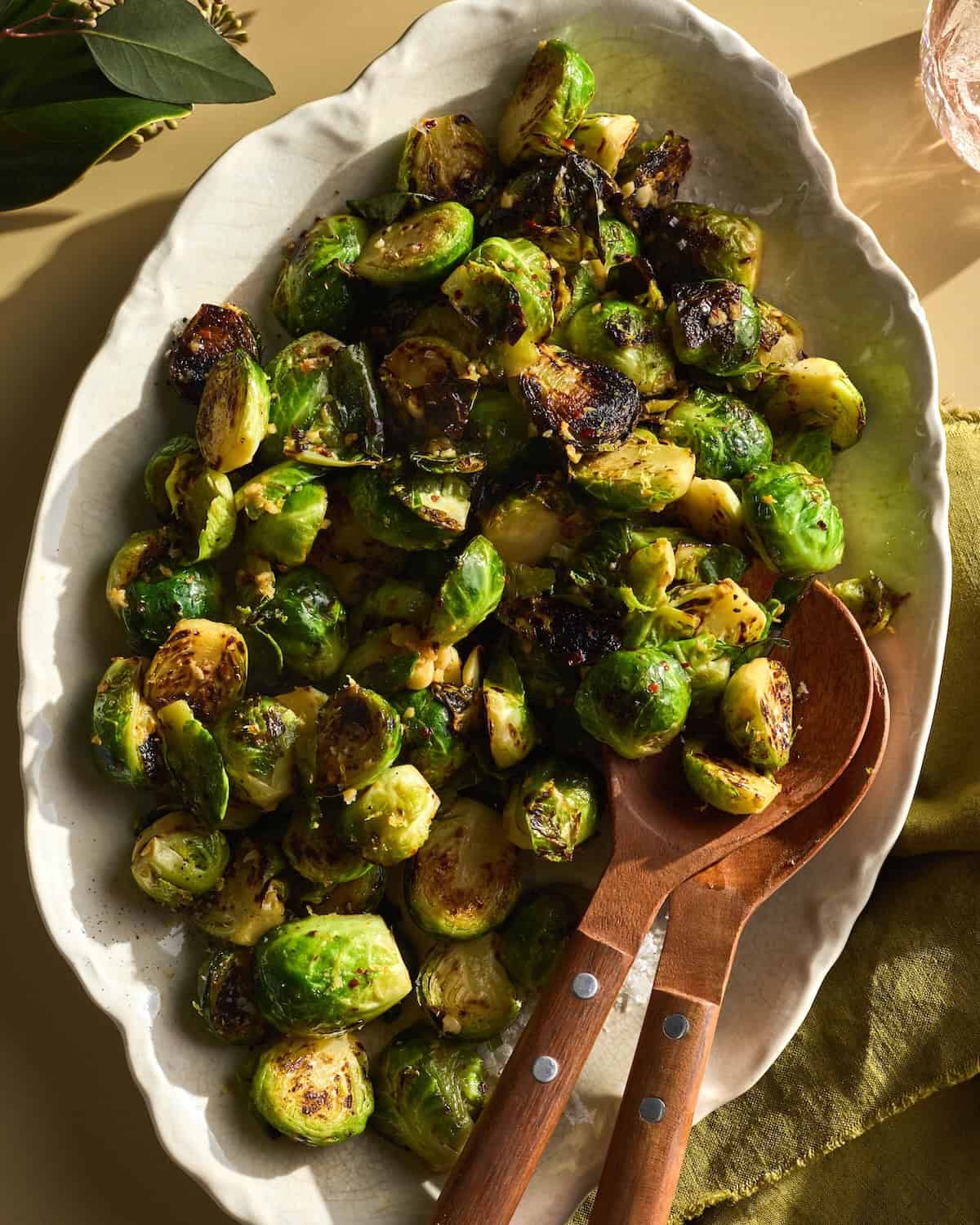 Deliciously sautéed Brussels sprouts platter