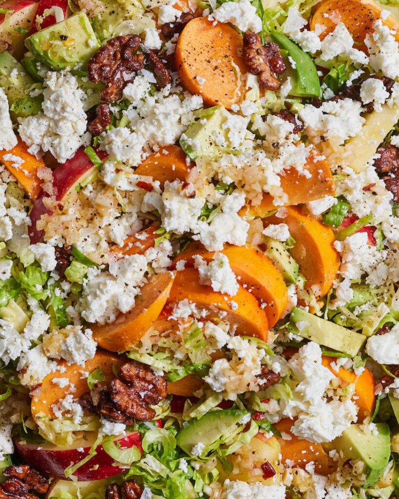 Brussels Sprouts Salad with Persimmons from www.whatsgabycooking.com (@whatsgabycookin)