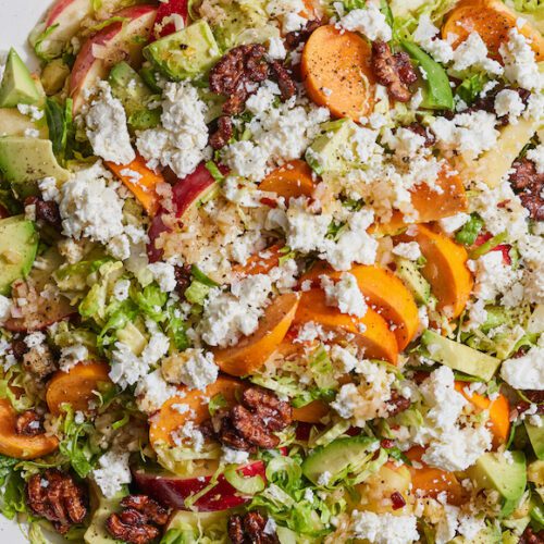 Brussels Sprouts Salad with Persimmons from www.whatsgabycooking.com (@whatsgabycookin)