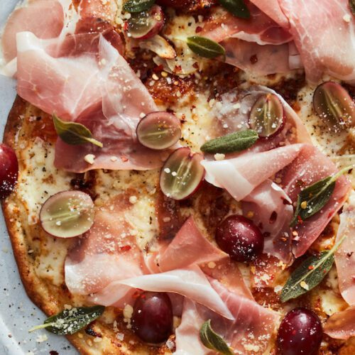 Caramelized Onion Pizza with Prosciutto from www.whatsgabycooking.com (@whatsgabycookin)