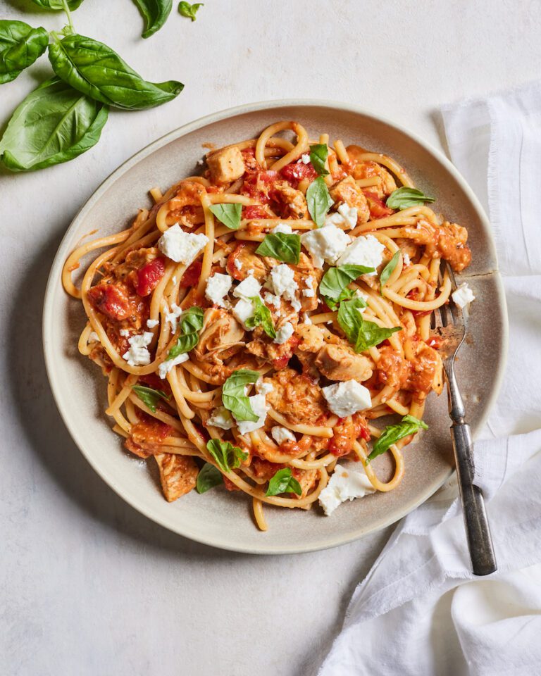 Chicken Feta Pasta - What's Gaby Cooking