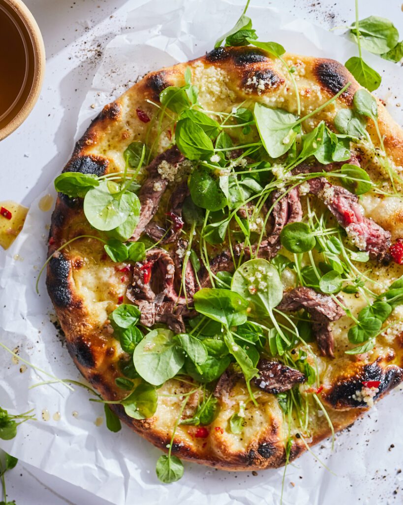 Steak Pizza with Calabrian Chili Vinaigrette from www.whatsgabycooking.com (@whatsgabycookin)