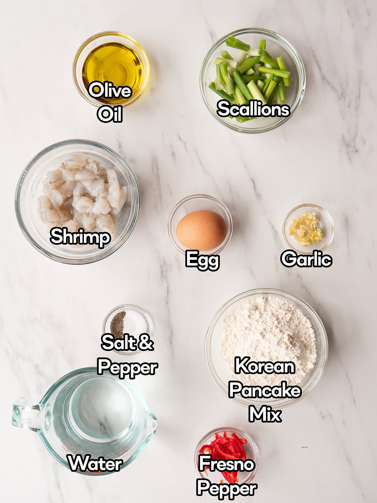 Ingredients for scallion pancakes displayed