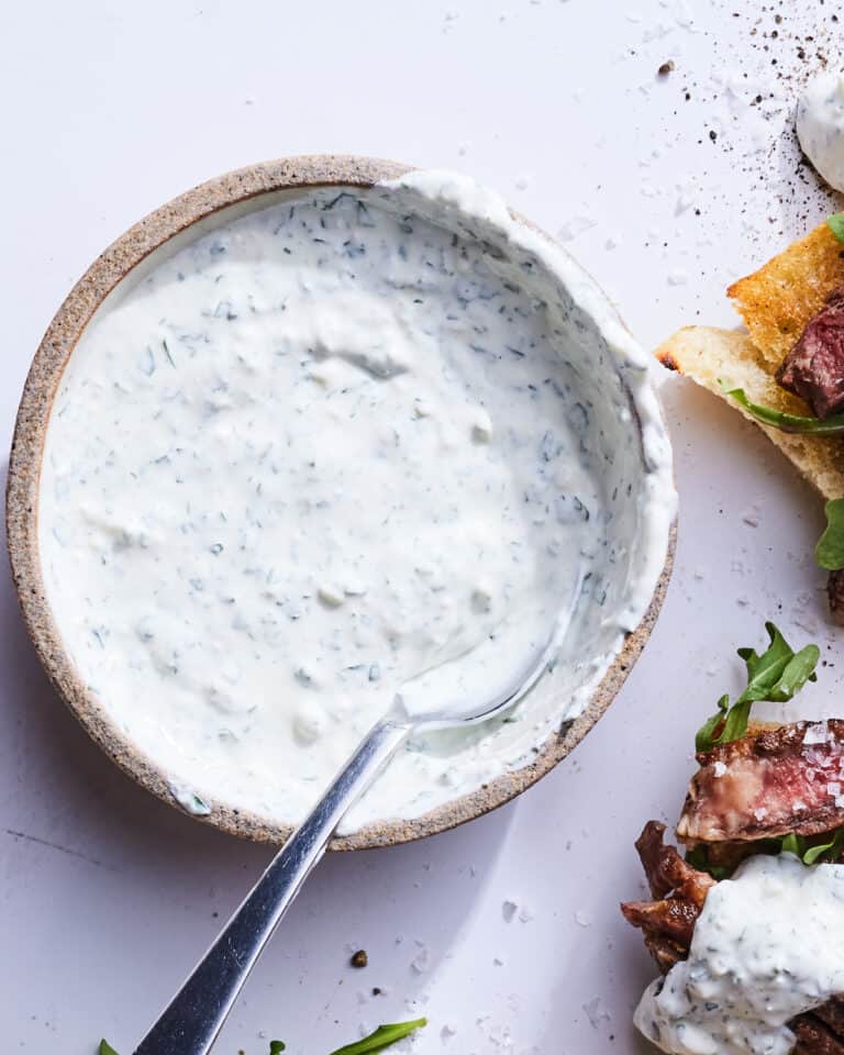 Open Face Steak Sandwiches With Chimi Labneh What's Gaby Cooking