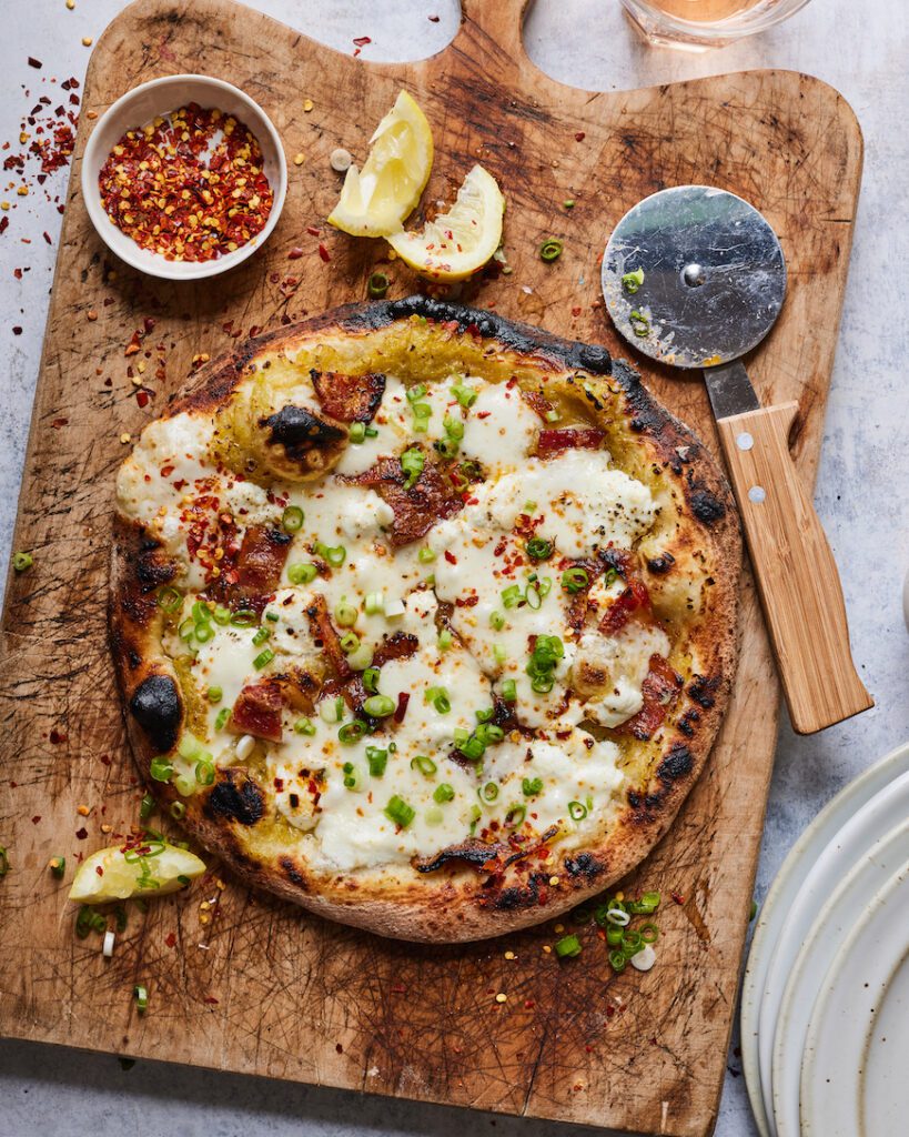 Bacon Goat Cheese and Leek Pizza from www.whatsgabycooking.com (@whatsgabycookin)