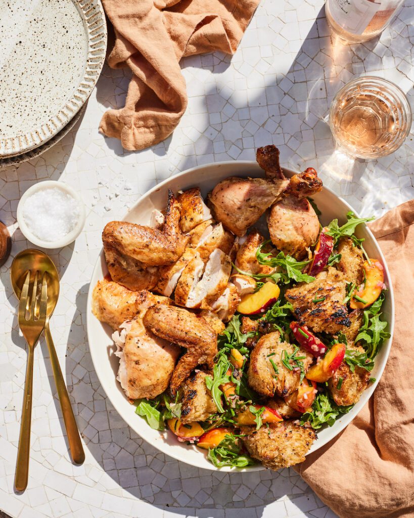 Bread Salad with Roasted Chicken from www.whatsgabycooking.com (@whatsgabycookin)