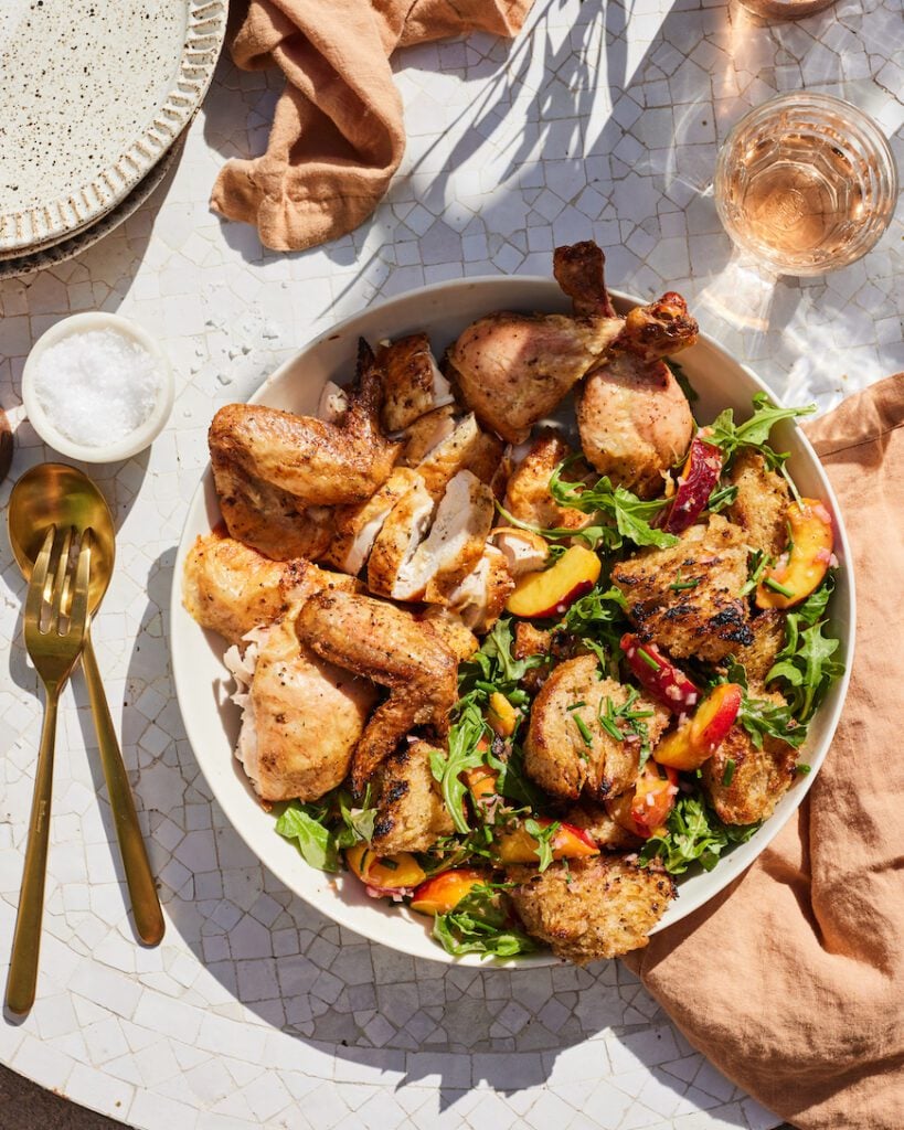 Bread Salad with Roasted Chicken from www.whatsgabycooking.com (@whatsgabycookin)