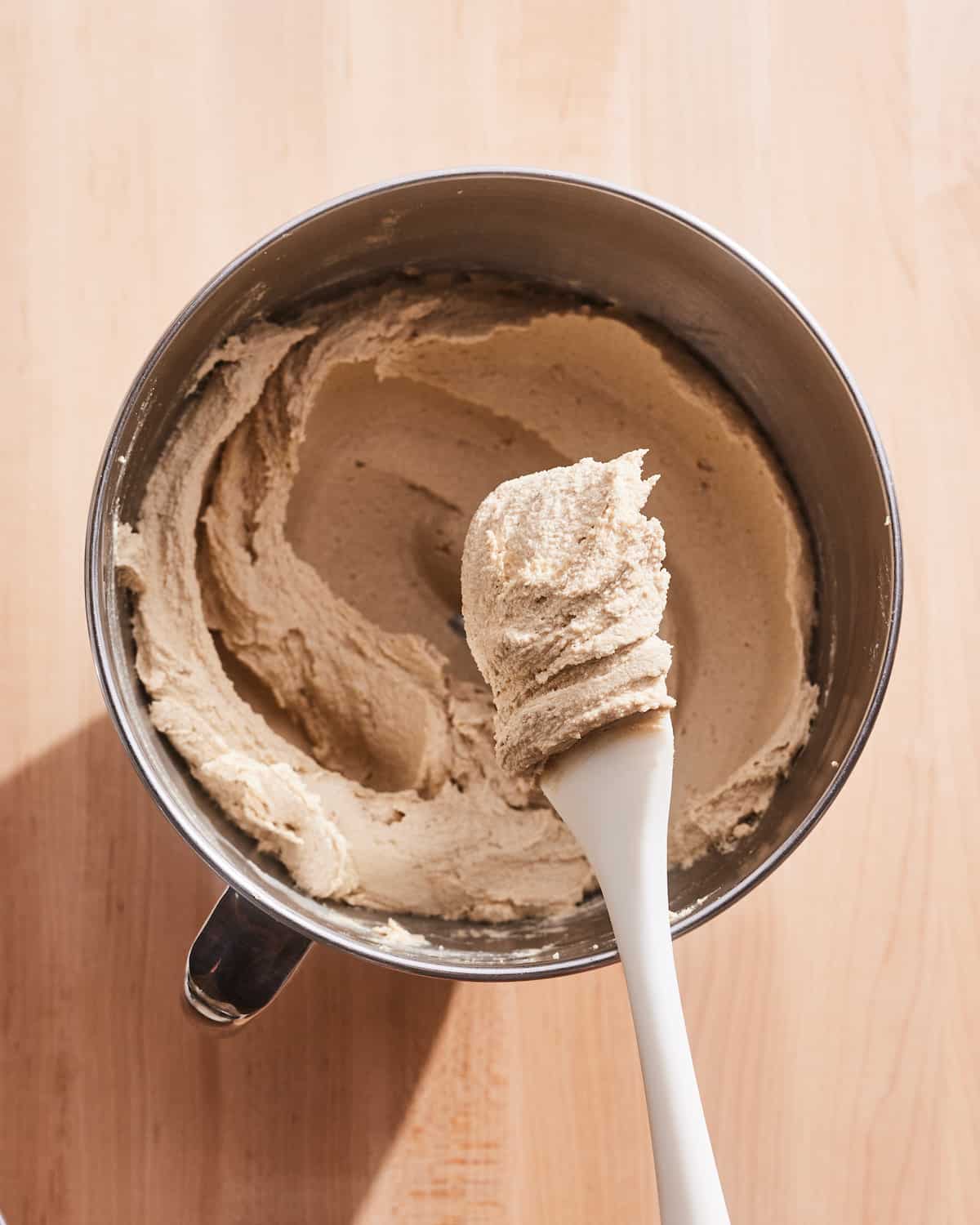 Creamed butter and sugar in a stand mixer from The Best Chocolate Chip Cookie Recipe