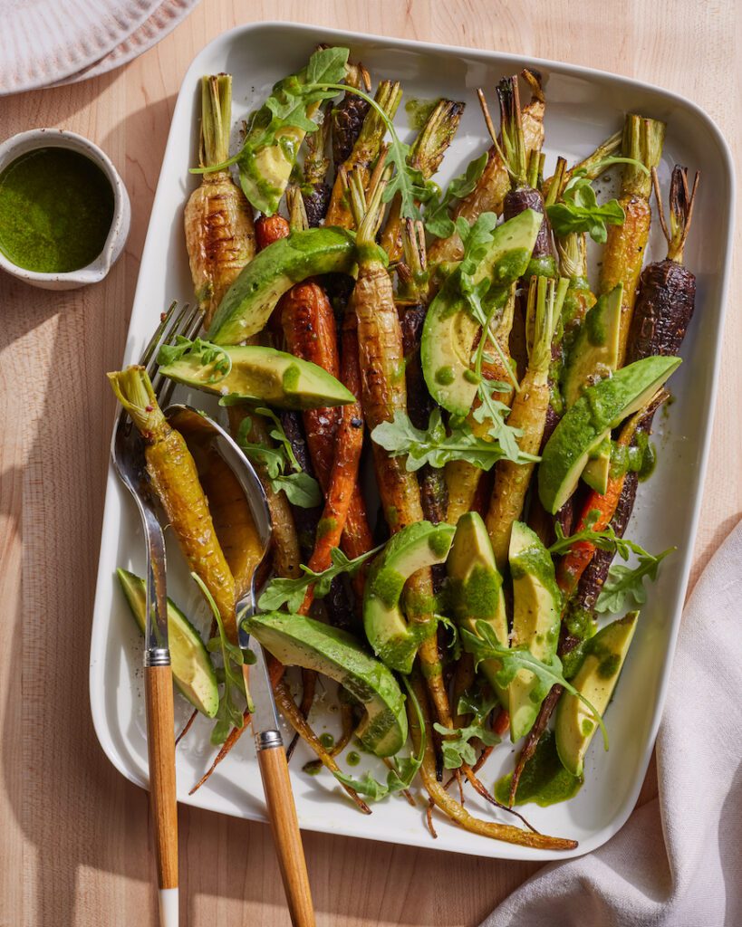 Roasted Carrots with Avocado and Cilantro Vinaigrette from www.whatsgabycooking.com (@whatsgabycookin)