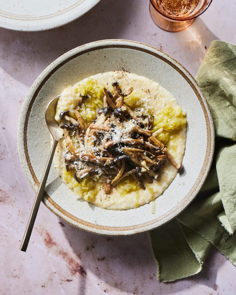 Delicious And Easy Mushroom Polenta With Leek Confit