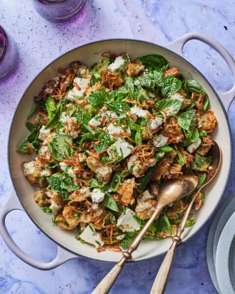 Best Spring Panzanella Salad With Crispy Shallots - What's Gaby Cooking