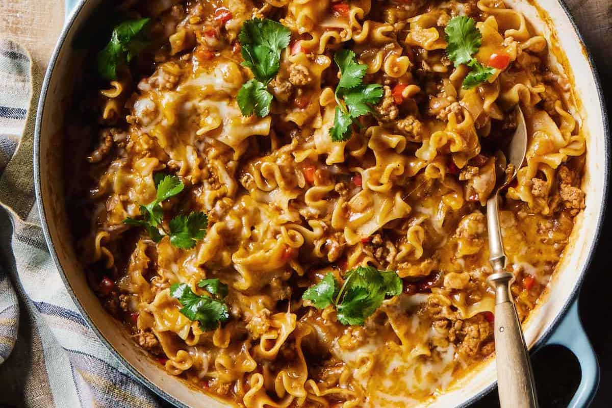 https://whatsgabycooking.com/wp-content/uploads/2023/04/Le-Creuset-__-Cheesy-Taco-Pasta-1200x800-1.jpg