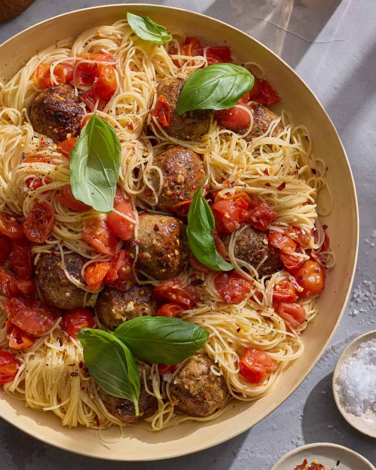 Summer Turkey Meatballs with Angel Hair