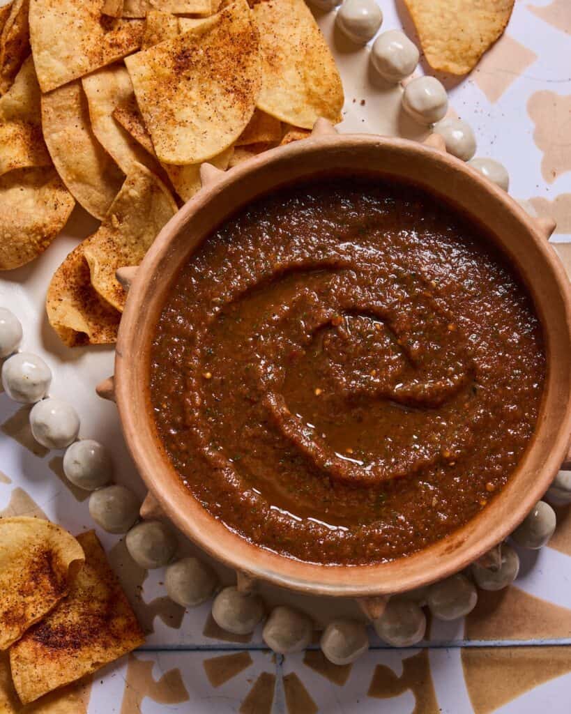 Bowl of salsa with tortilla chips
