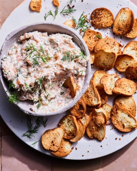 Smoked Salmon Dip With Bagel Crisps - What's Gaby Cooking