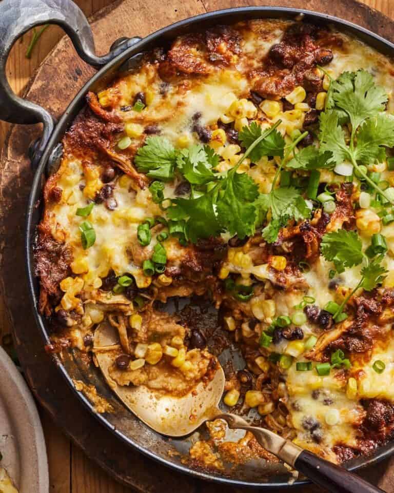 Skillet Chipotle Chicken Enchilada Bake - What's Gaby Cooking