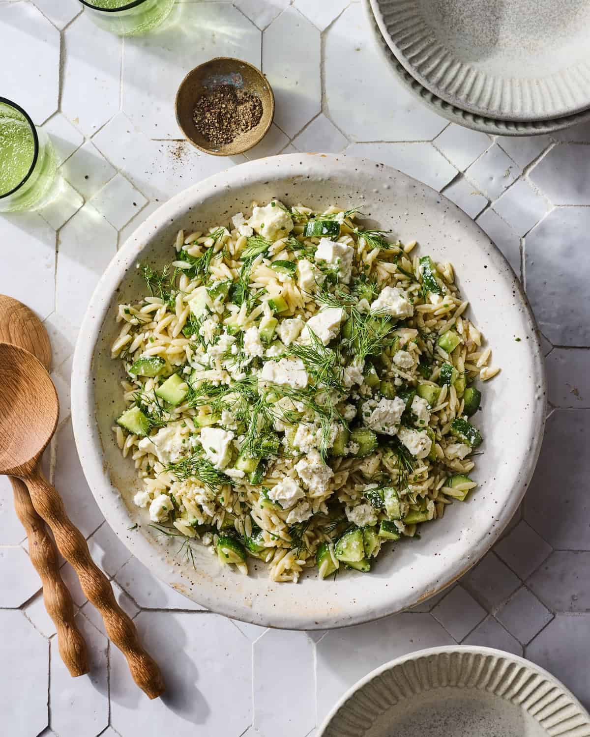 Cucumber Feta Orzo Pasta Salad