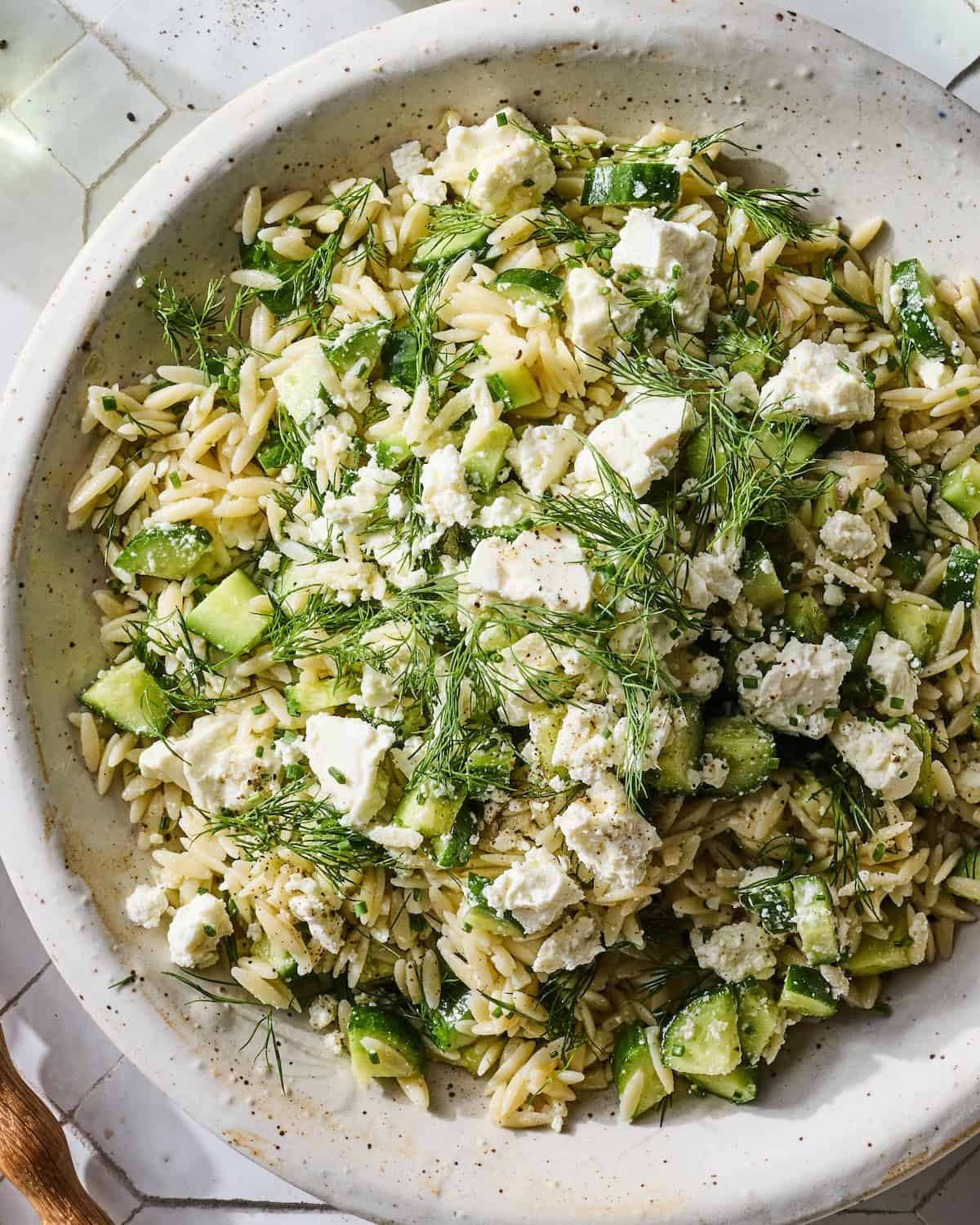 Cucumber Feta Orzo Pasta Salad