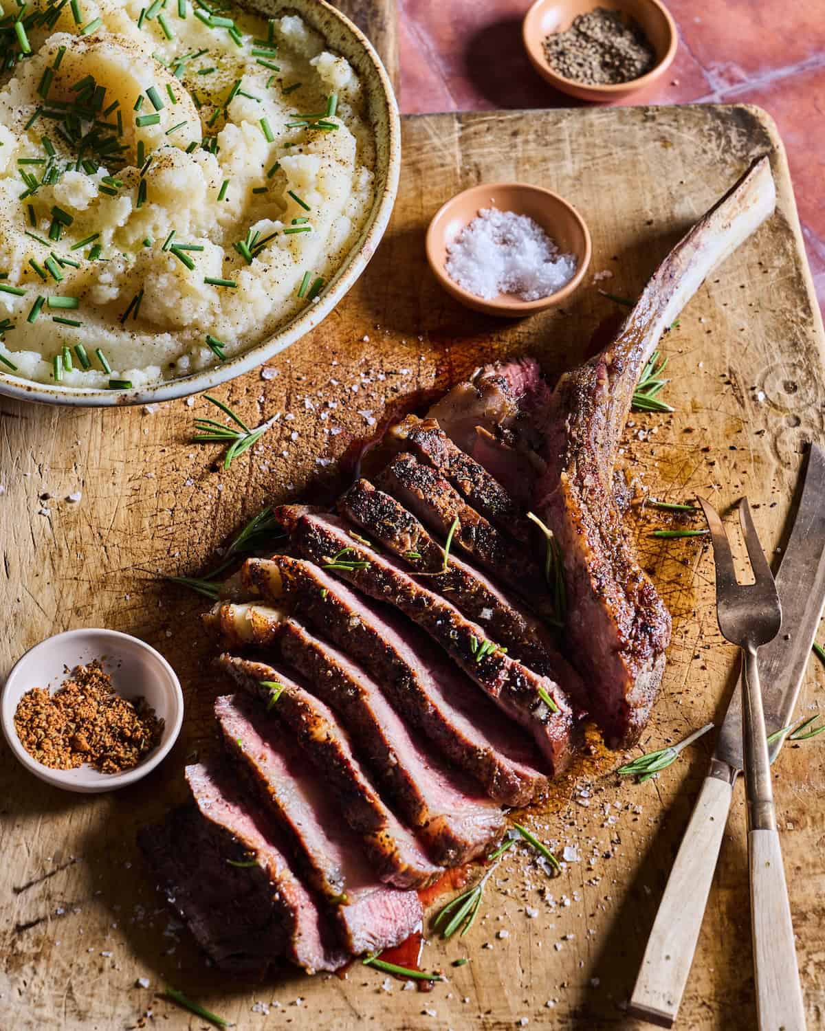 Reverse Sear Grilled Tomahawk Steak