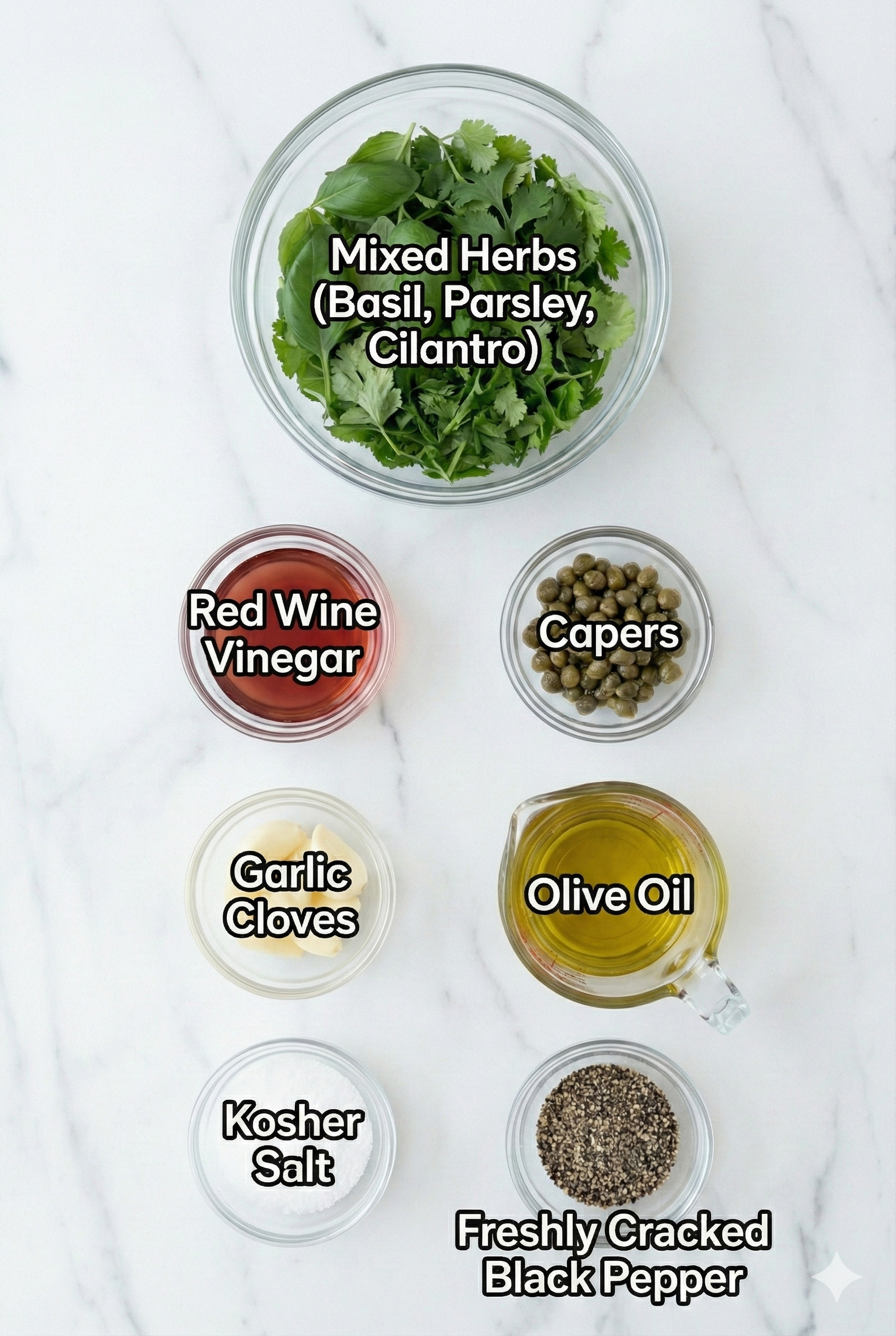 mise en place ingredients for this chimi sauce recipe.