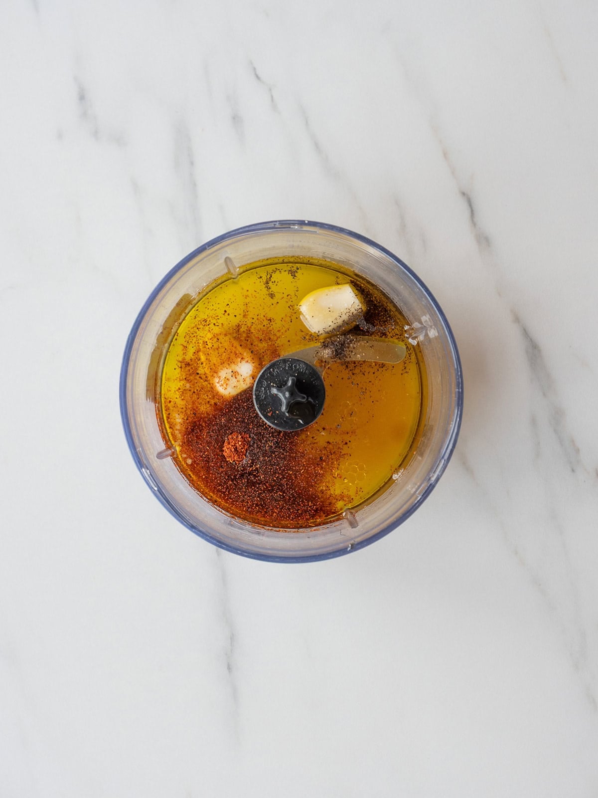 Ingredients blended in a food processor