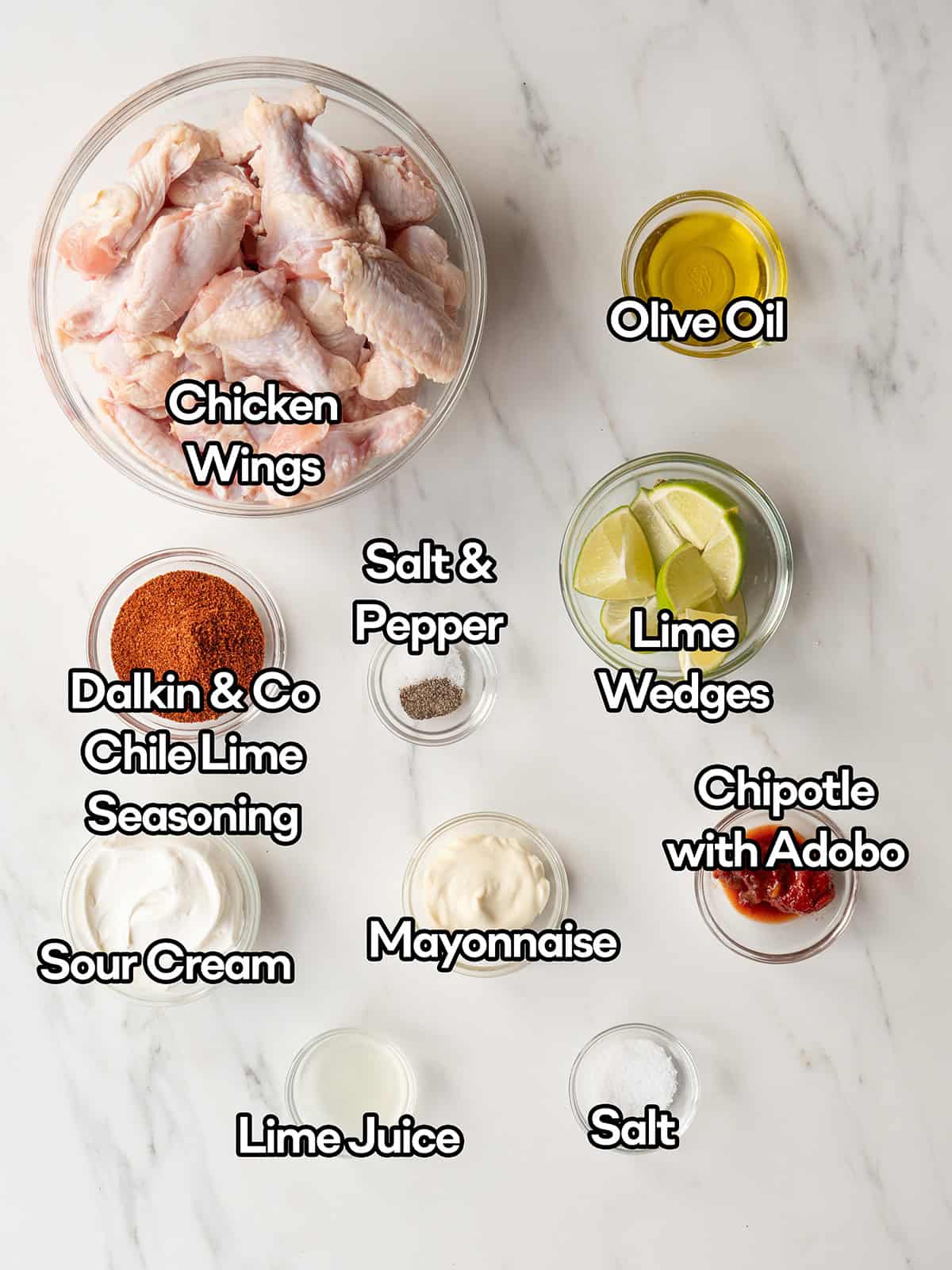 Ingredients for chicken wings preparation