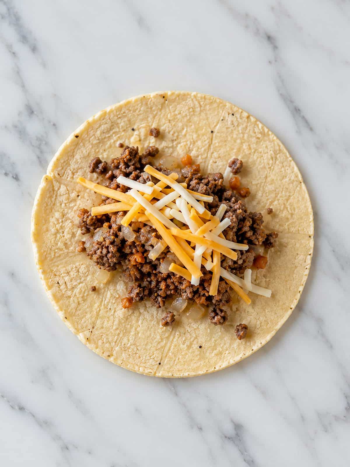 Taco with ground beef and cheese