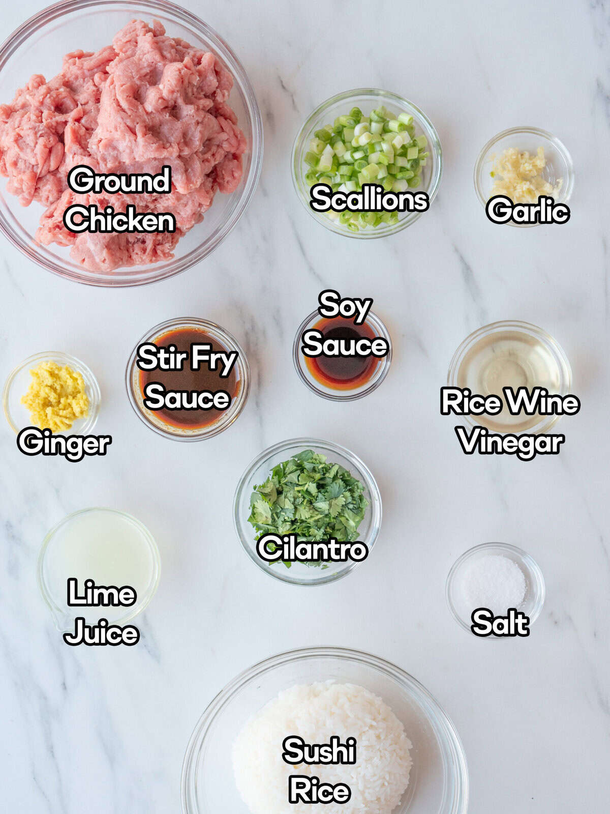 Ingredients for cilantro lime chicken stir-fry