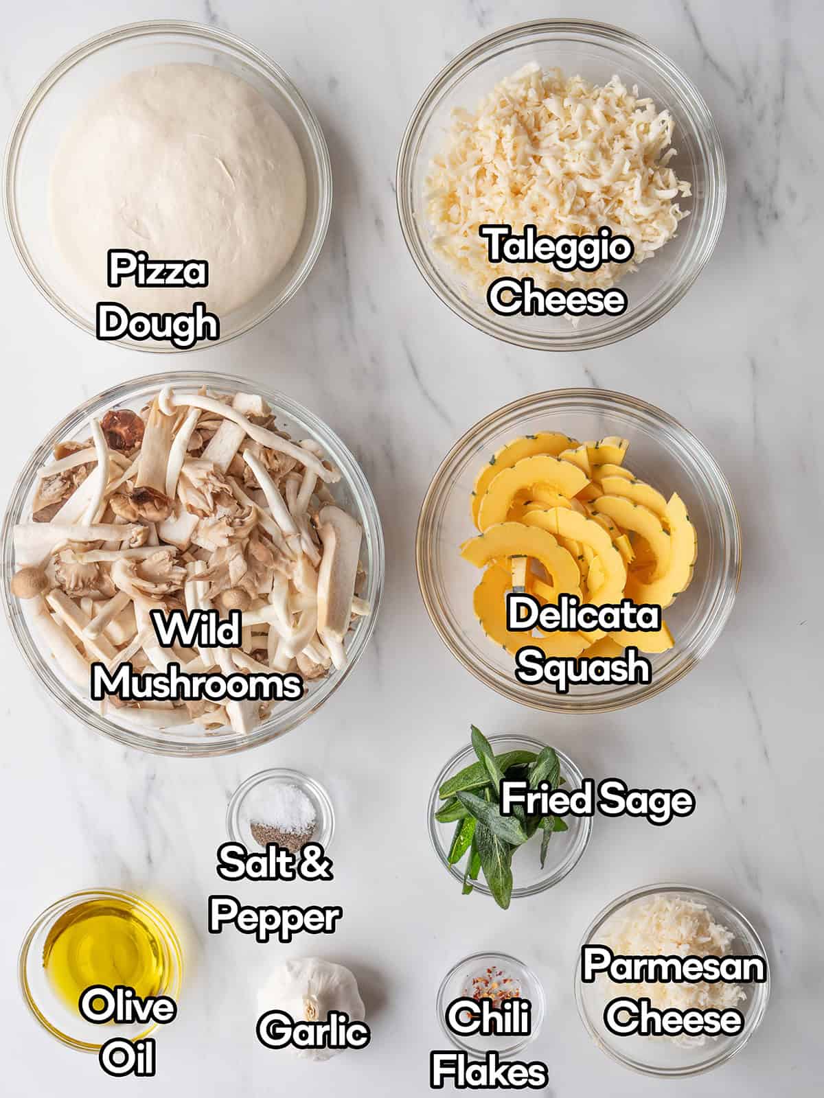Ingredients for roasted squash pizza