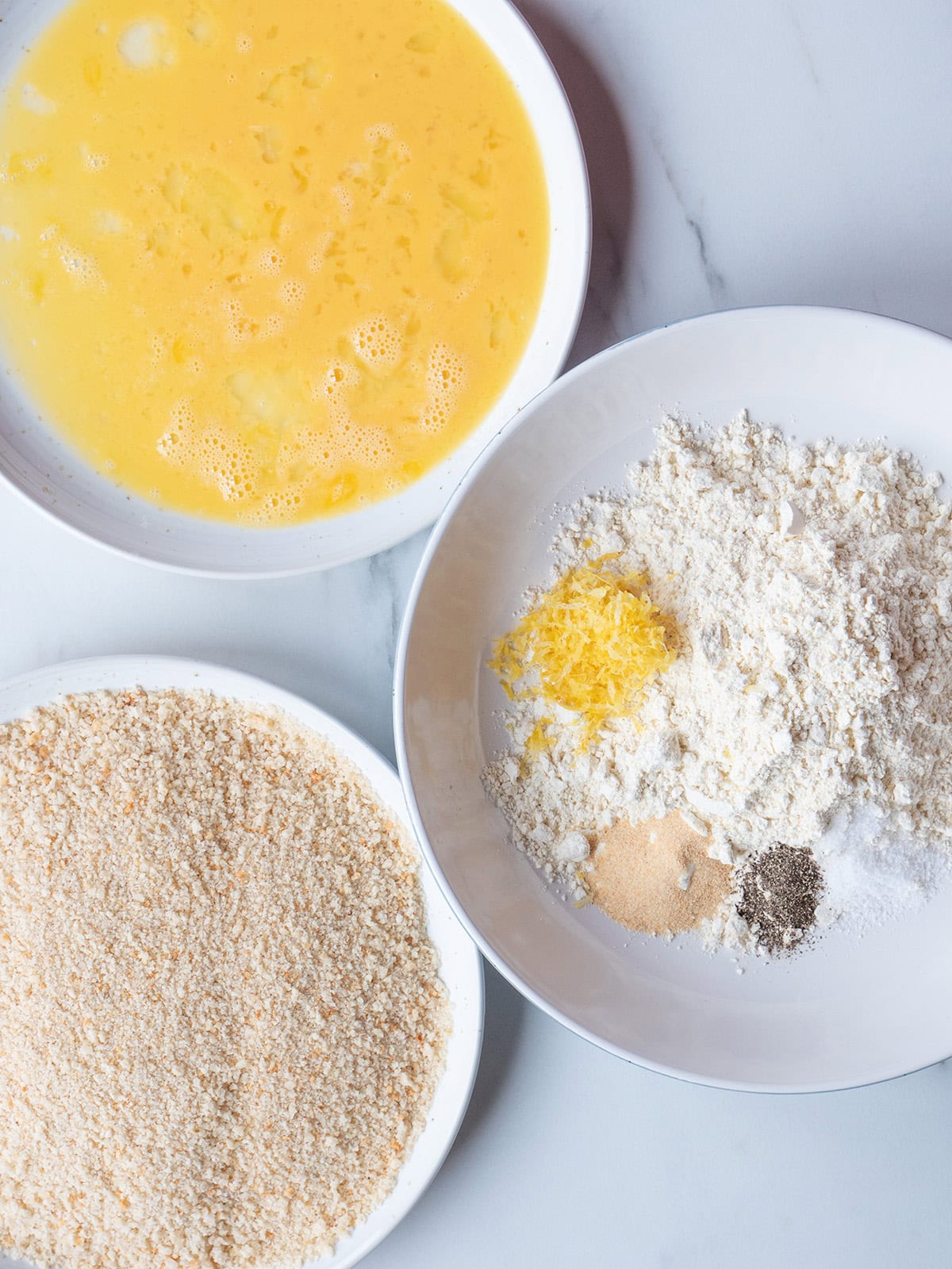 Ingredients for breading chicken preparation