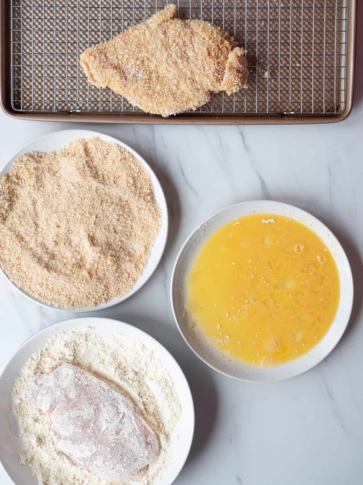 Breading process for chicken cutlets