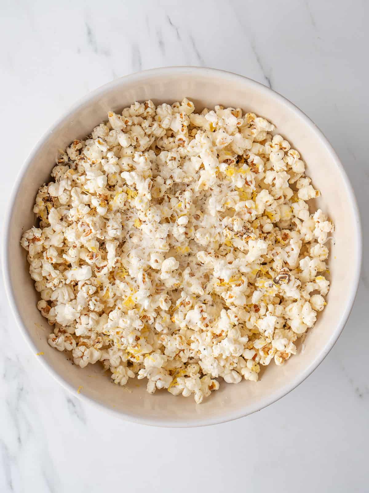 Bowl of lemon pepper popcorn