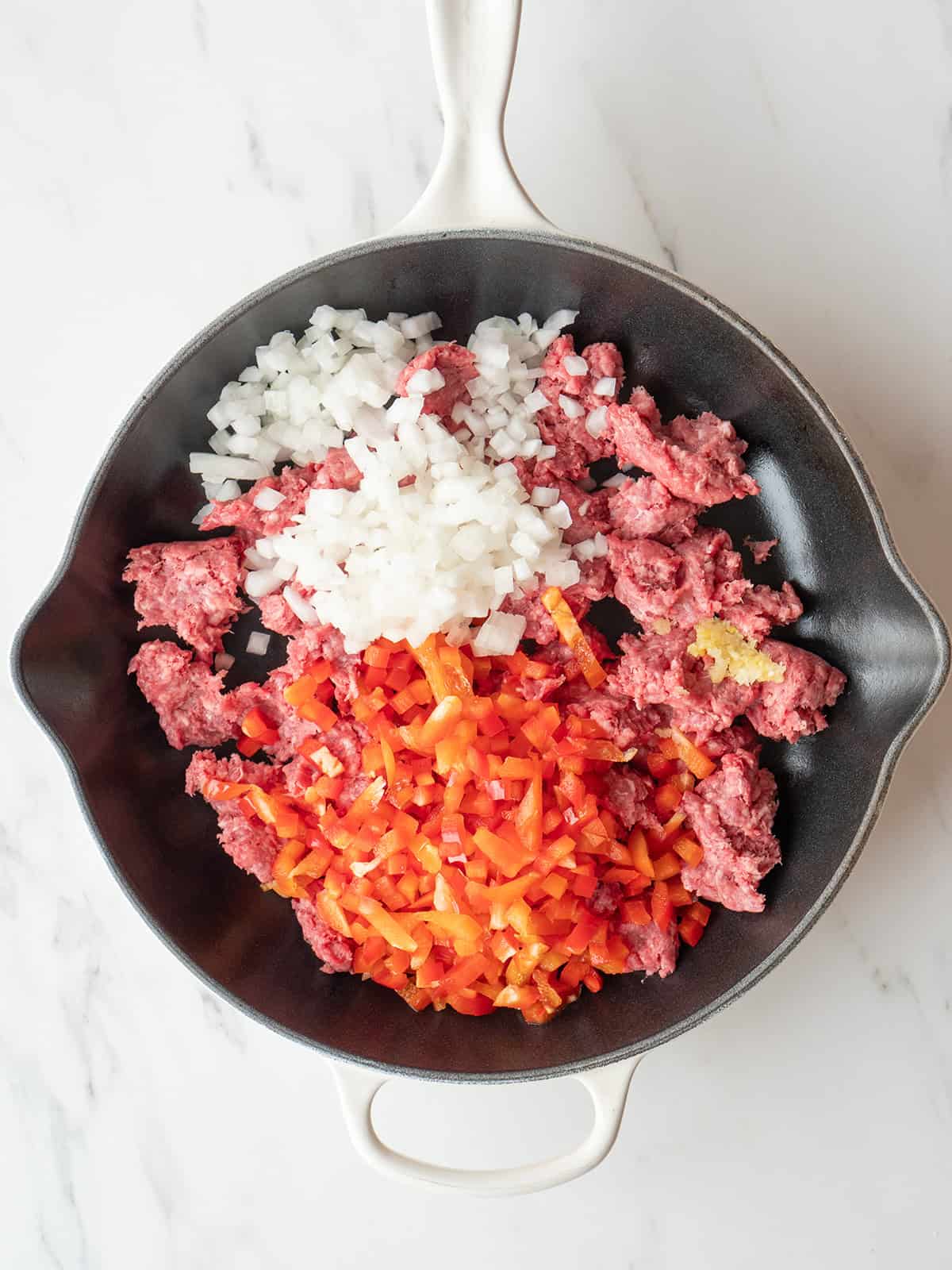 Ground meat with chopped vegetables