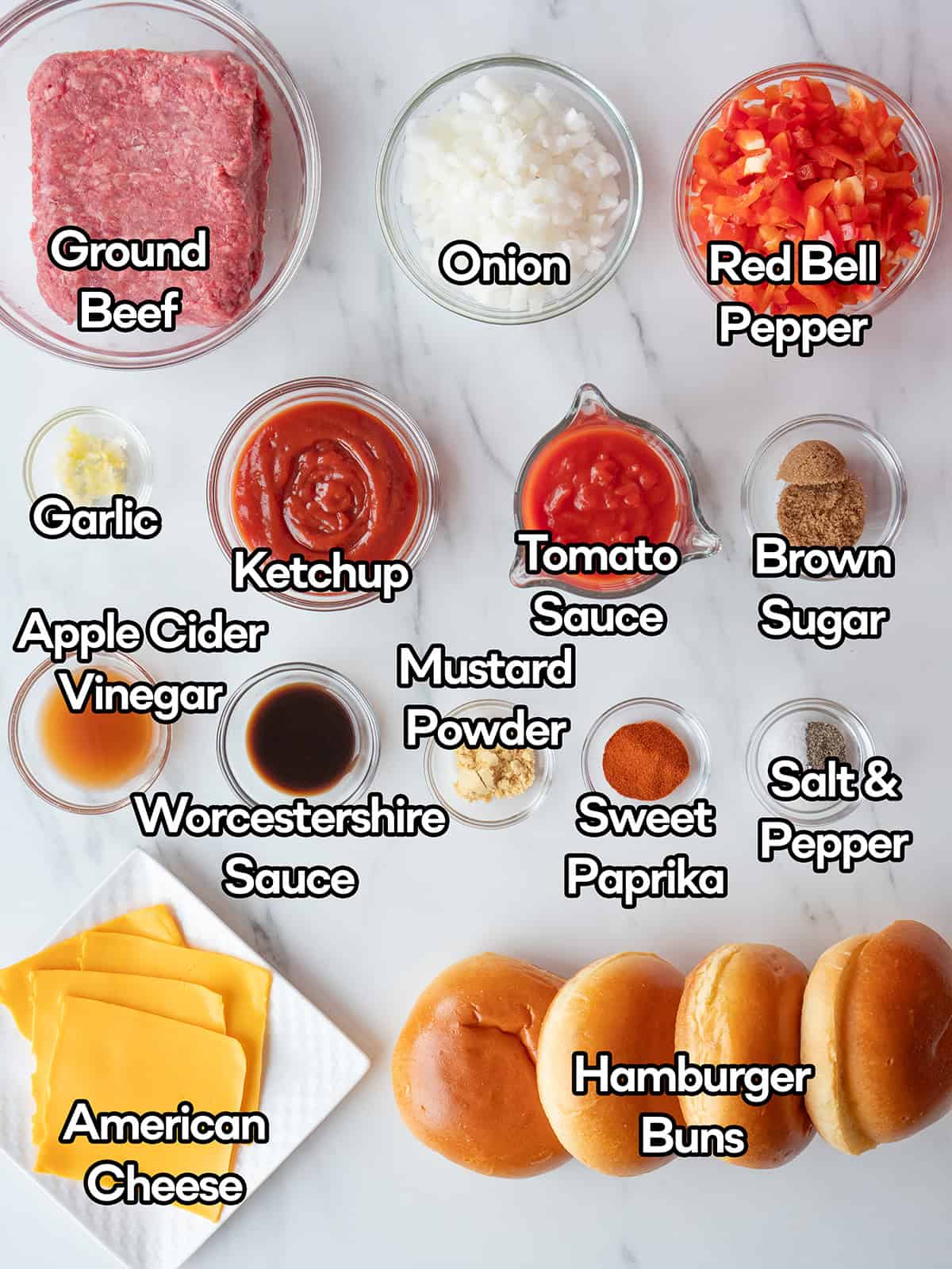 Ingredients for sloppy joes recipe