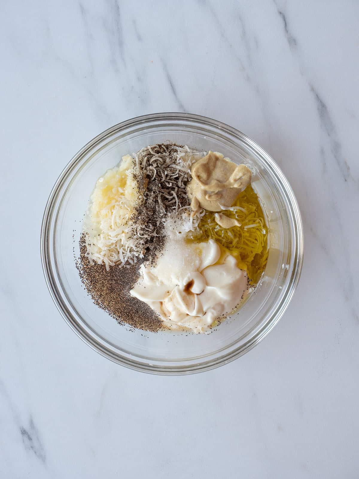 Ingredients for Caesar salad dressing