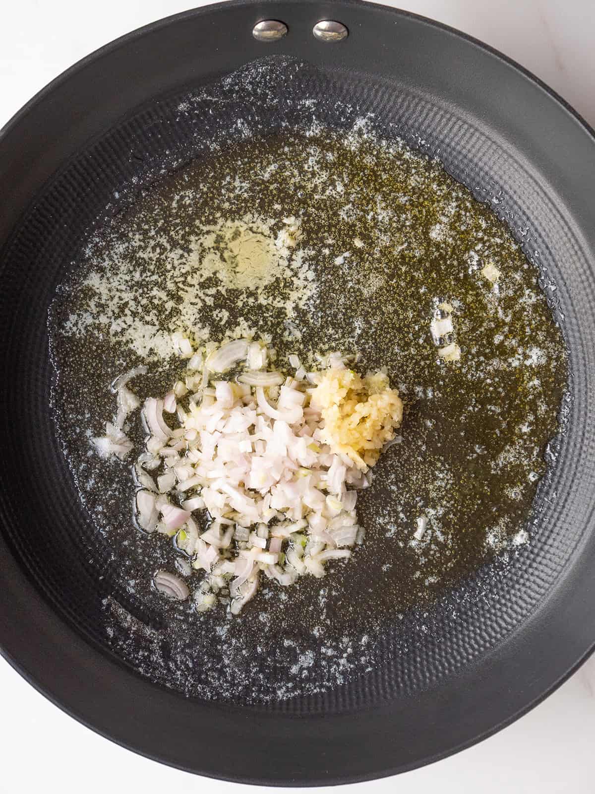 Sautéed garlic and shallots in oil