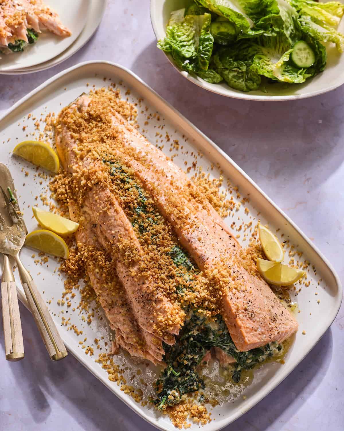 Creamed Spinach Stuffed Salmon