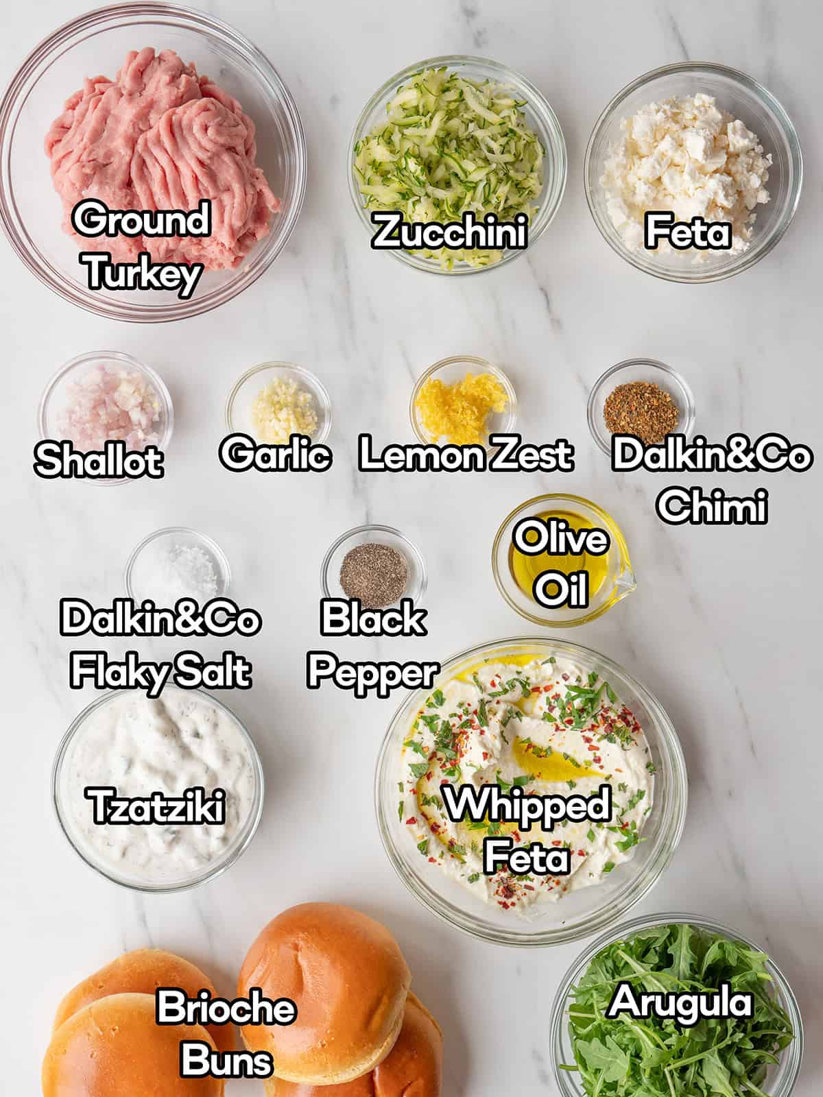 Ingredients for zucchini feta burgers