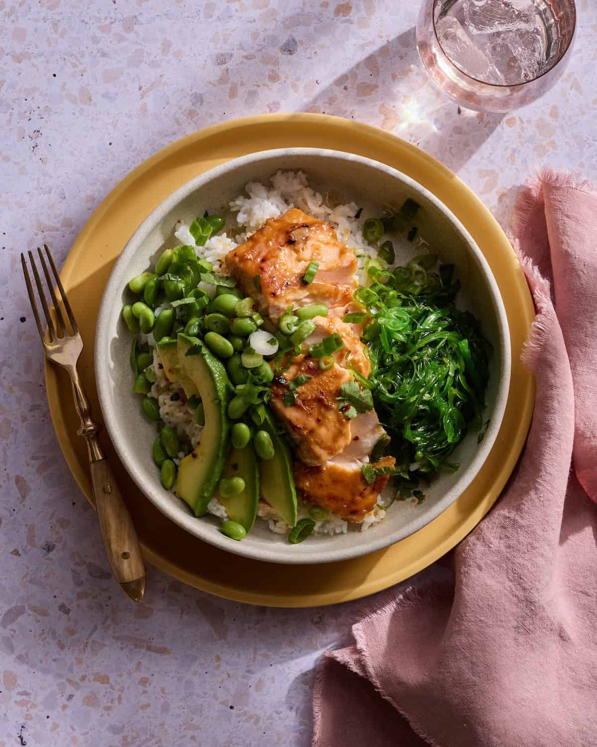 Miso Salmon Bowl with Ponzu Dressing