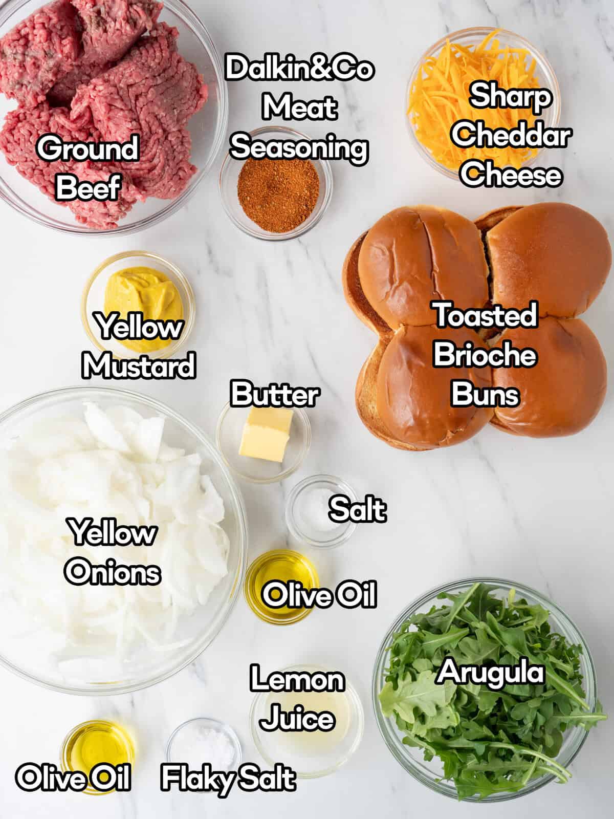 Ingredients for making smash burgers